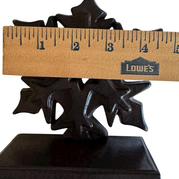 Snowflake Cast Iron Metal Christmas Mantle Stocking Holder Decor Heavy 3D Brown - Picture 9 of 14